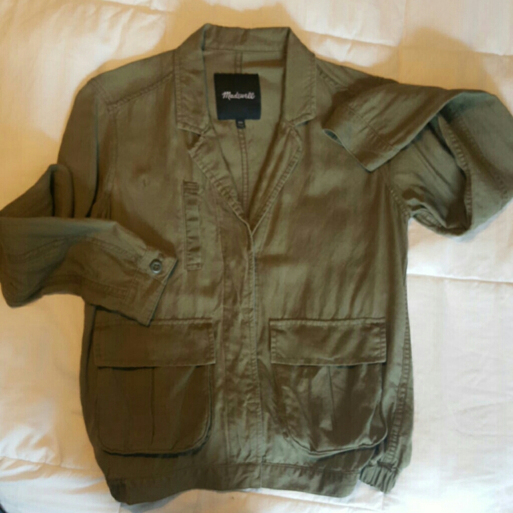 Madewell XXS linen jacket khaki green